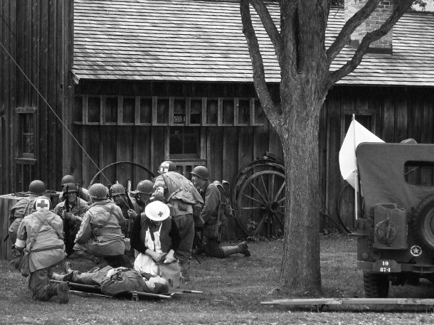 ww2 battle reenactment-wounded