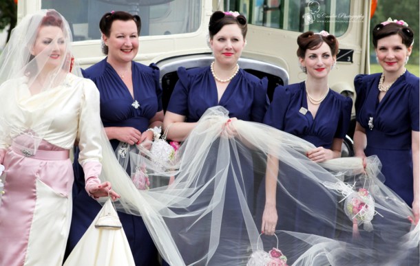 kitten von mew 1940s wedding bridesmaids