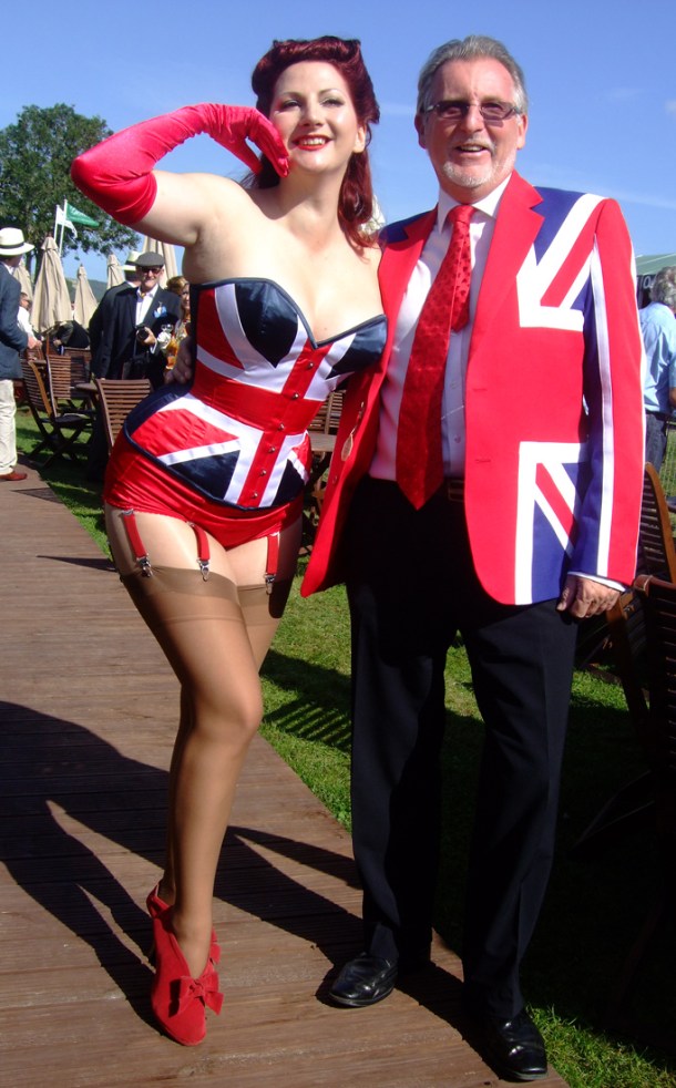 Kitten von Mew in Union Jack Corset at Goodwood Revival 2012