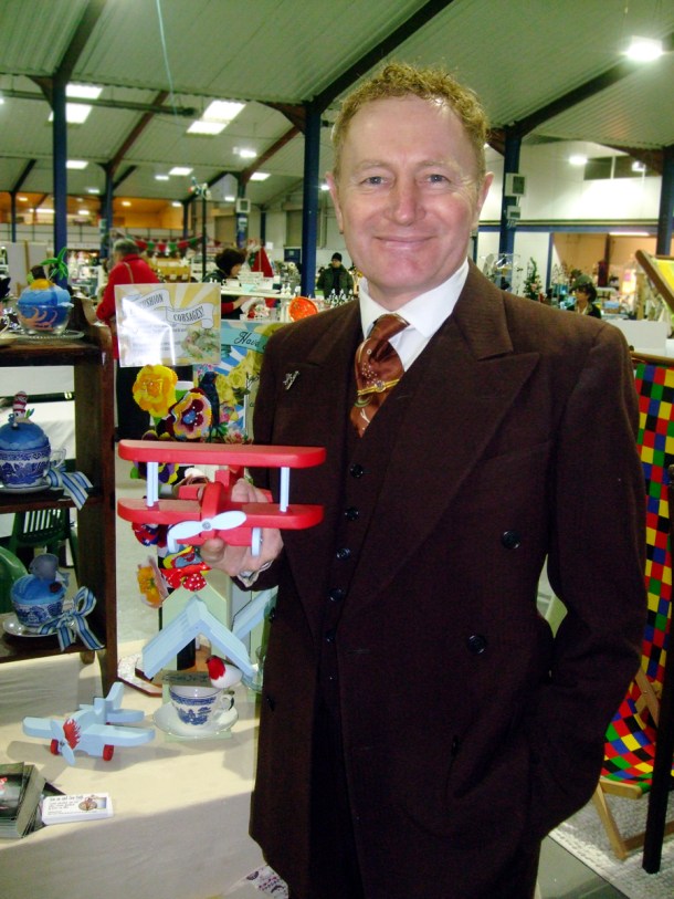 Mr Mew and his wooden Bi-Plane