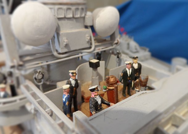 model boat miniature people